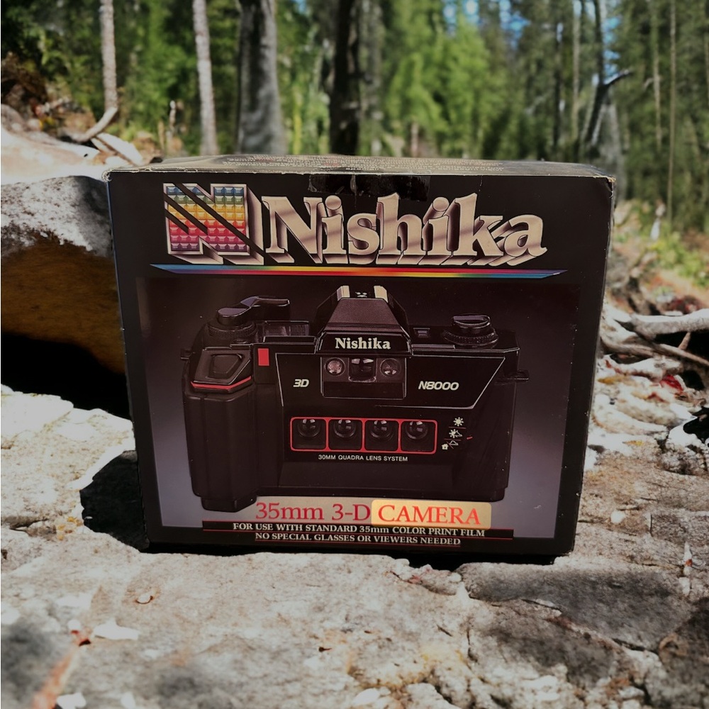 NIB VTG Nishika N8000 3D Camera + Original Case | 1980s Retro 35mm Quadra Lens
